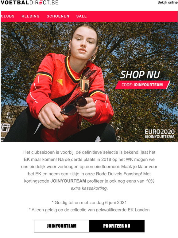 Voetbaldirect (BE): EK actie | 10% extra kassakorting op Belgi | Milled