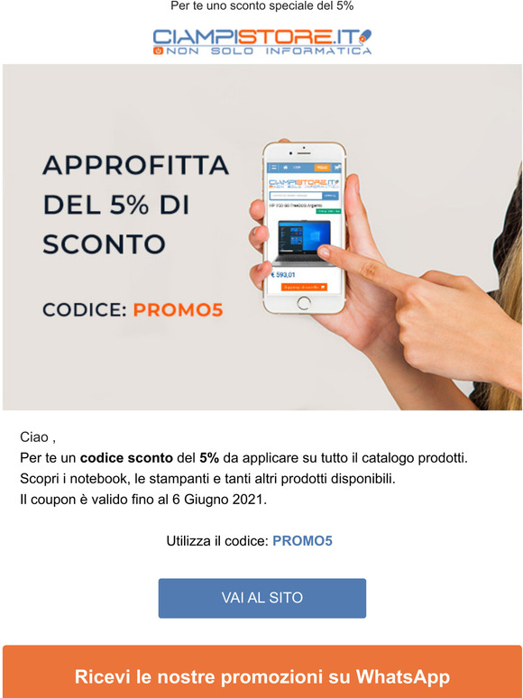 Approfitta del 5% di sconto sui tuoi acquisti