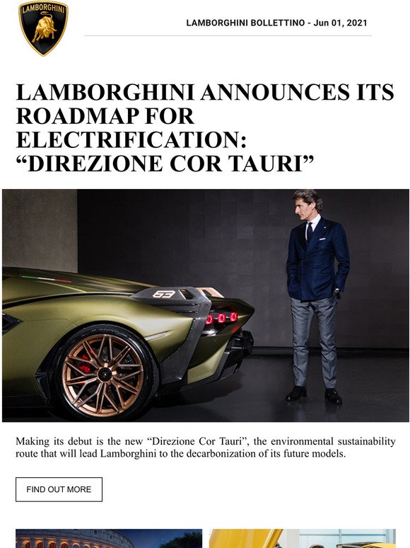 Lamborghini announces its roadmap for electrification: Direzione Cor Tauri"