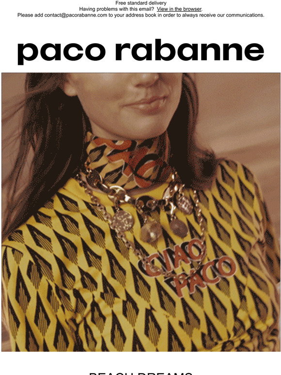 Chapeau Paco Rabanne 'Ciao Paco' Jaune - Sac Filet Noir Inclus - Neuf Avec étiquettes
