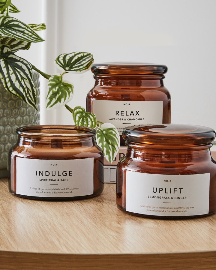 Relax, Uplift or Indulge fragrant candles $9ea.