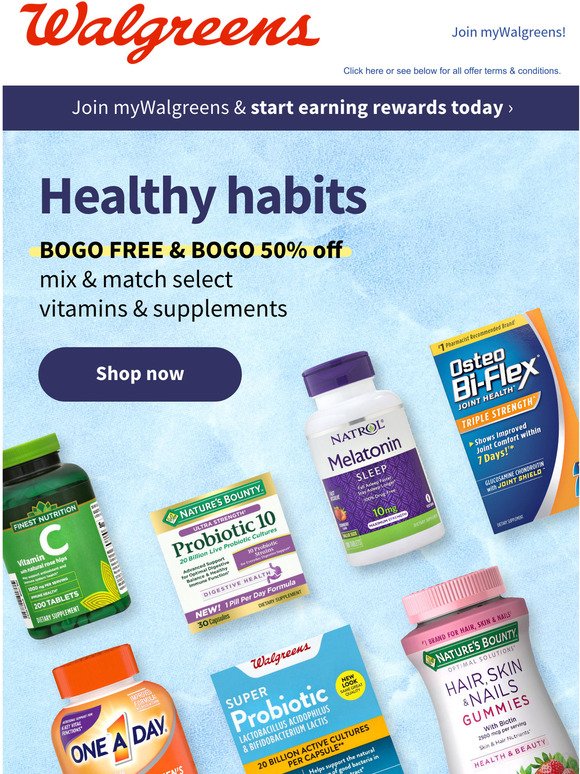 Your body wants this deal: BOGO FREE & BOGO 50% off vitamins & supplements.