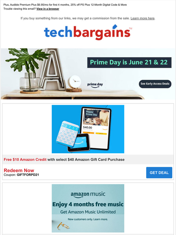 Techbargains Prime Day Announced Early Access Deals Free 10 Amazon Credit With 40 Gift Card Purchase Free Photo Prints More Milled