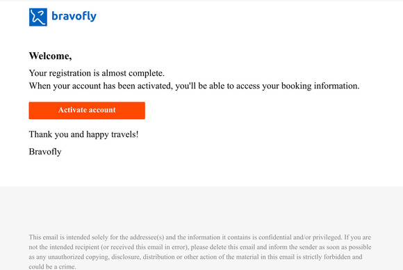 Activate your Bravofly account