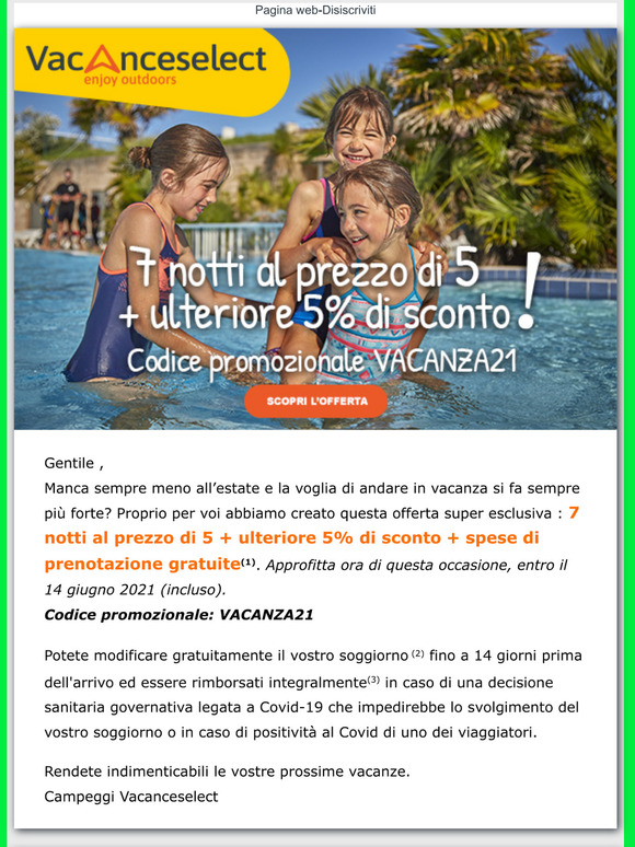 7 notti al prezzo di 5 + ulteriore 5% di sconto + spese di prenotazione gratuite