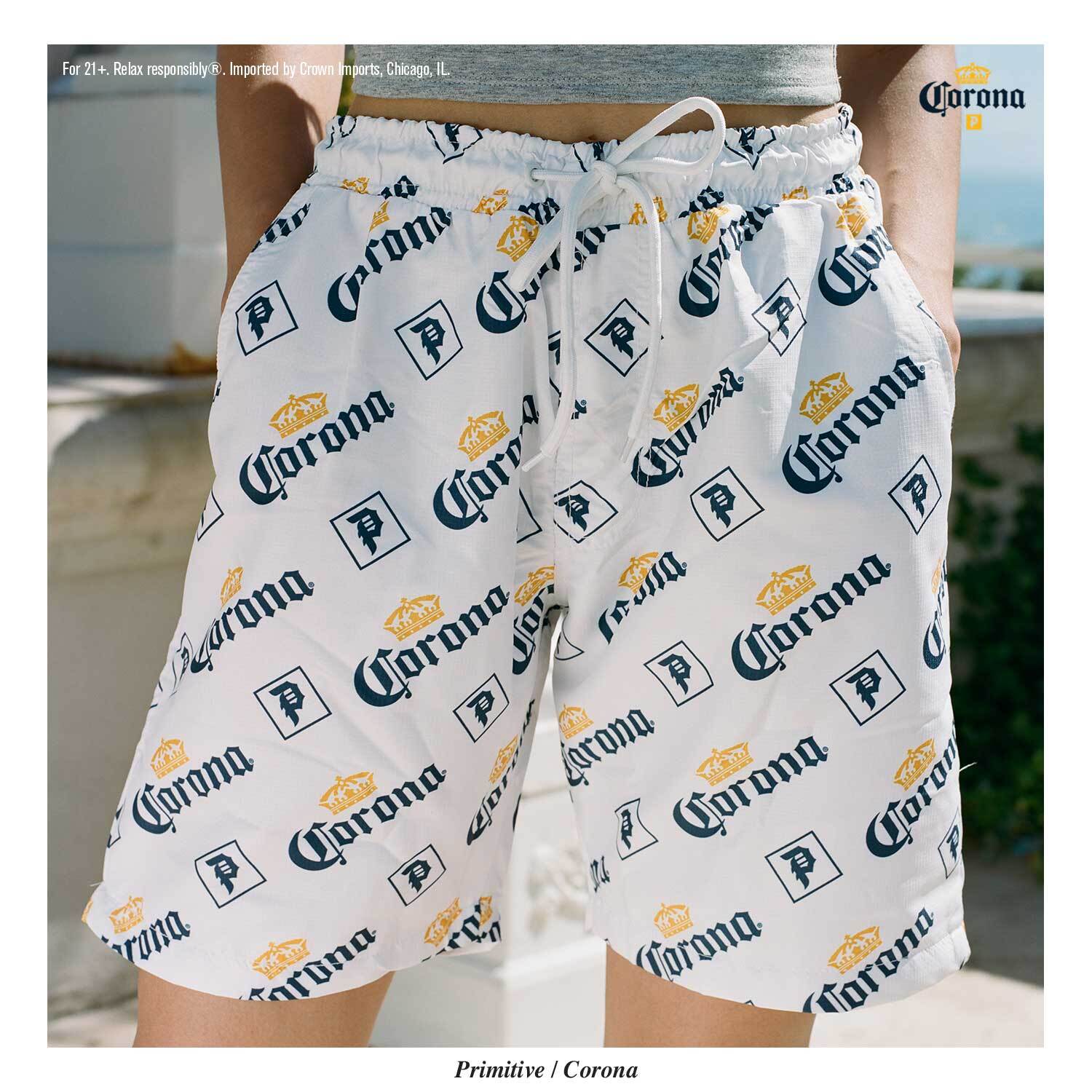 Sale 30 Off Primitive プリミティブ ファッション 衣類 Primitive X Corona Men S Cerveza Boardshorts White Clothing Apparel Skateboar 絶妙 Oilterminal Ae