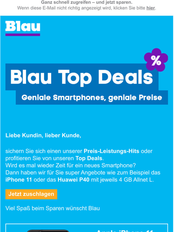 Sichern Sie sich unsere Juni Deals und Aktionen bei Blau
