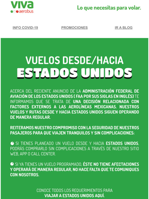 VivaAerobus Importante! Comunicacin de vuelos a Estados Unidos. Milled