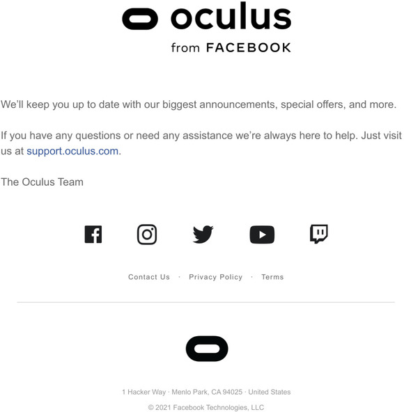 Your Oculus Newsletter Confirmation
