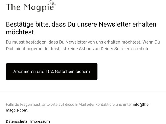 Besttige, dass du Newsletter erhalten mchtest