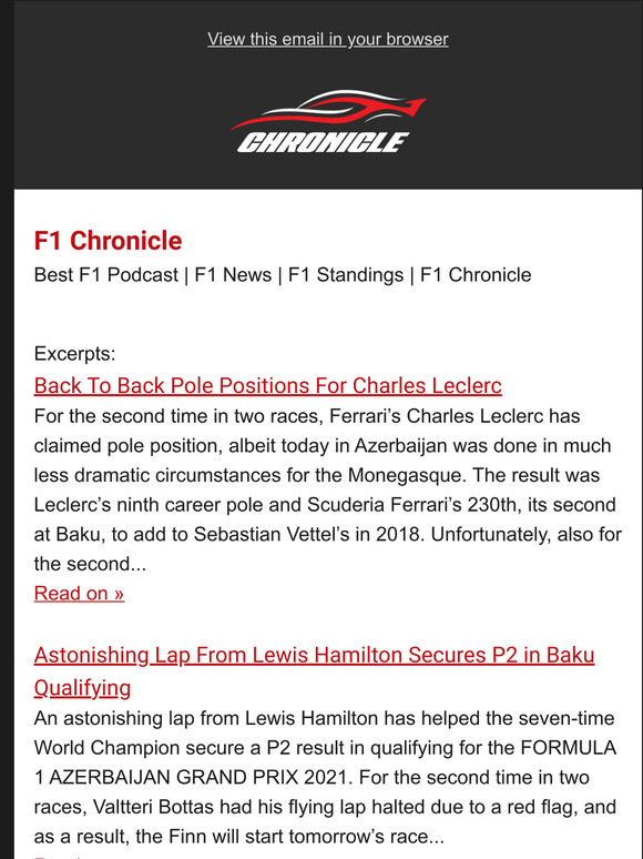 F1 Chronicle Your Premium Azerbaijan Grand Prix Content And Podcast From F1 Chronicle For 06 05 2021 Milled