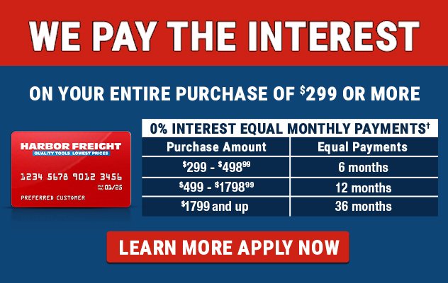 Credit Center  Financing Options and Credit Cards - Harbor Freight Tools