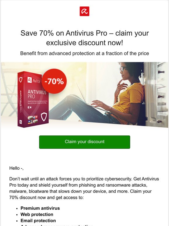 Last chance: Save 70% on Antivirus Pro!