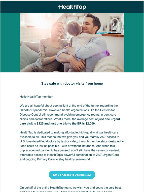Stay safe! Save money. Get 24/7 Doctor Access.