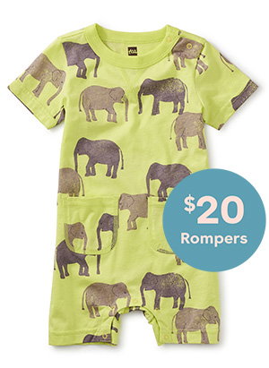 Pocket Shortie Baby Romper - Tons of Trunks - Kiwi