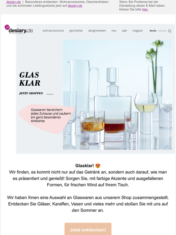 Glasklar!  entdecken Sie unsere Auswahl an strahlenden Glaswaren