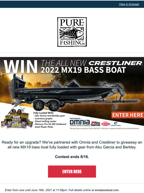 Pure Fishing Win the All New Crestliner 2022 MX19 Bass Boat Milled