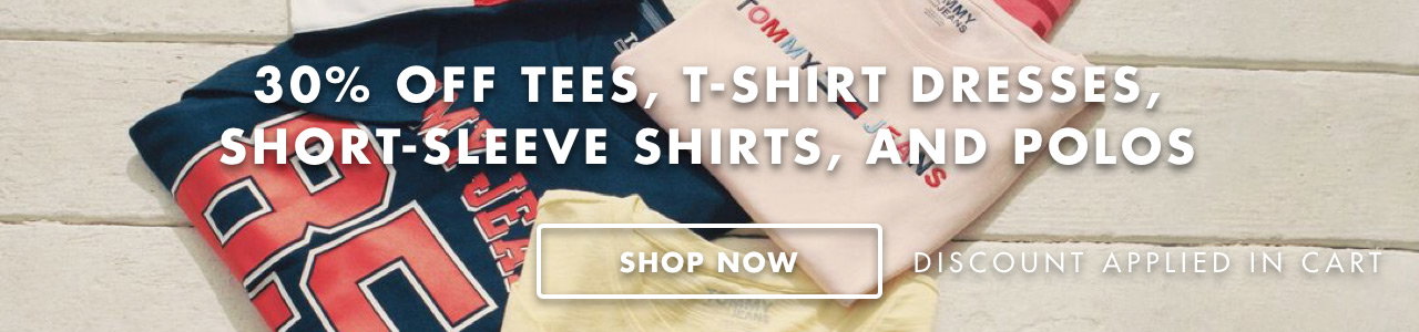 30% off Tees, T-Shirt dresses, Short-sleeve Shirts, and Polos, discount applied in cart - SHOP NOW