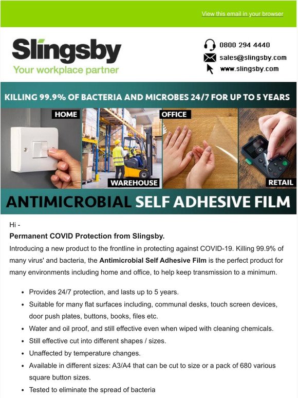 Anti Microbial Film - Perfect to clean your desk.