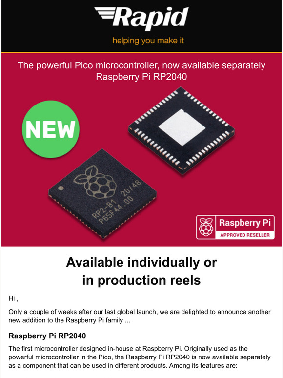 Order the microcontroller chip designed by Raspberry Pi