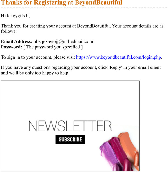 Thanks for Registering at BeyondBeautiful