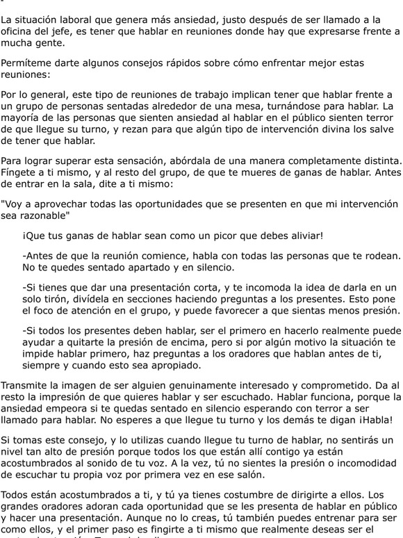Ansiedad en reuniones de trabajo