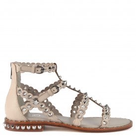 PIXEL Cage Sandals Pearl Grey Leather