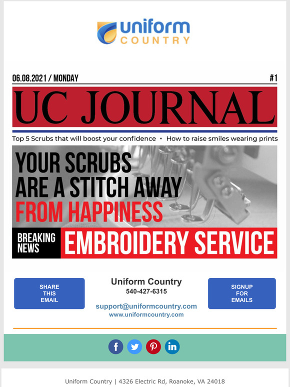 Embroidery Service now offered at Uniform Country