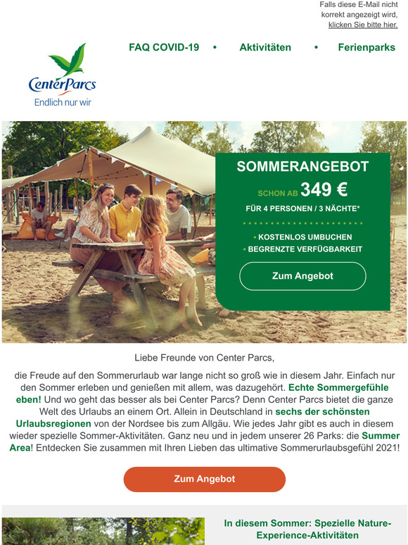 Die ganze Welt des Sommers an einem Ort  Sommerurlaub bei Center Parcs