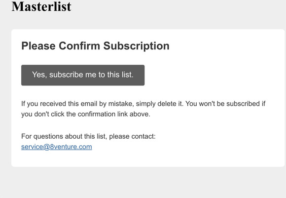 8Venture: Please Confirm Subscription