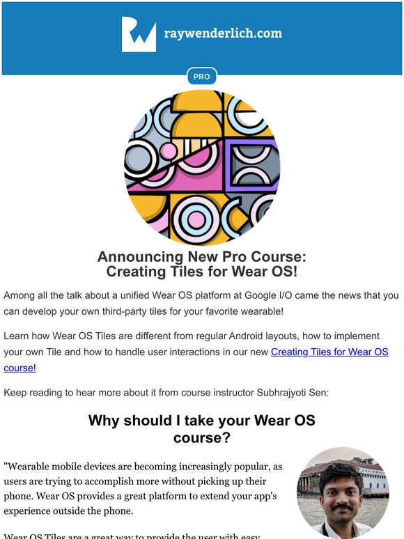 Announcing New Course: Creating Tiles for Wear OS