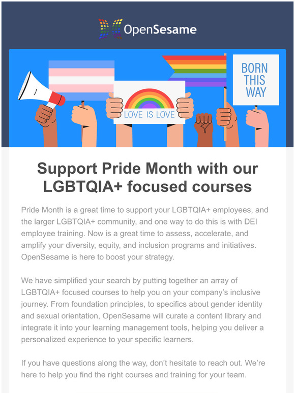 Support Pride Month - see our list of LGBTQIA+ focused courses
