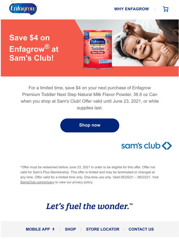 Enfamil Sams Club savings 4 off Enfagrow! Milled