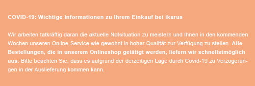 COVID-19: Wichtige Informationen zu Ihrem Einkauf bei ikarus