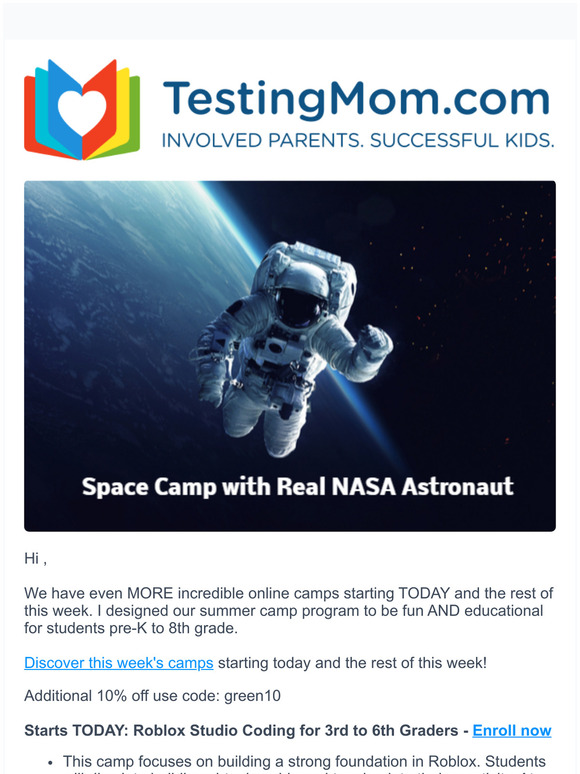 Testingmom Com Enroll For Space Camp With Real Astronaut Python Roblox Studio Drawing Game Night Scratch Coding Milled - how much space is roblox studio