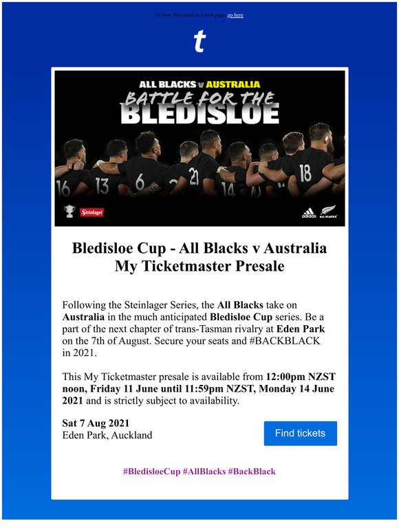 Ticketmaster Nz Bledisloe Cup Test Rugbys Ultimate Rivalry At Australias Best Stadium Milled
