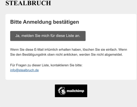 STEALBRUCH: Bitte Anmeldung besttigen