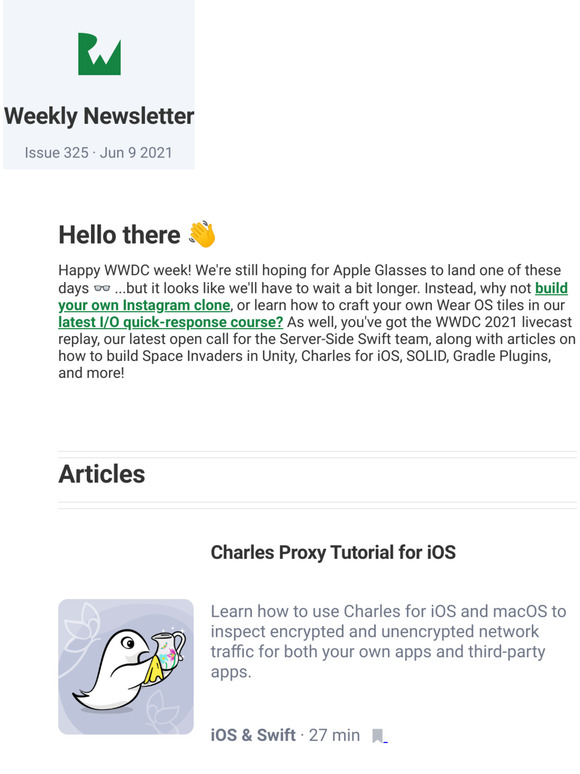 raywenderlich.com Weekly - Issue 325
