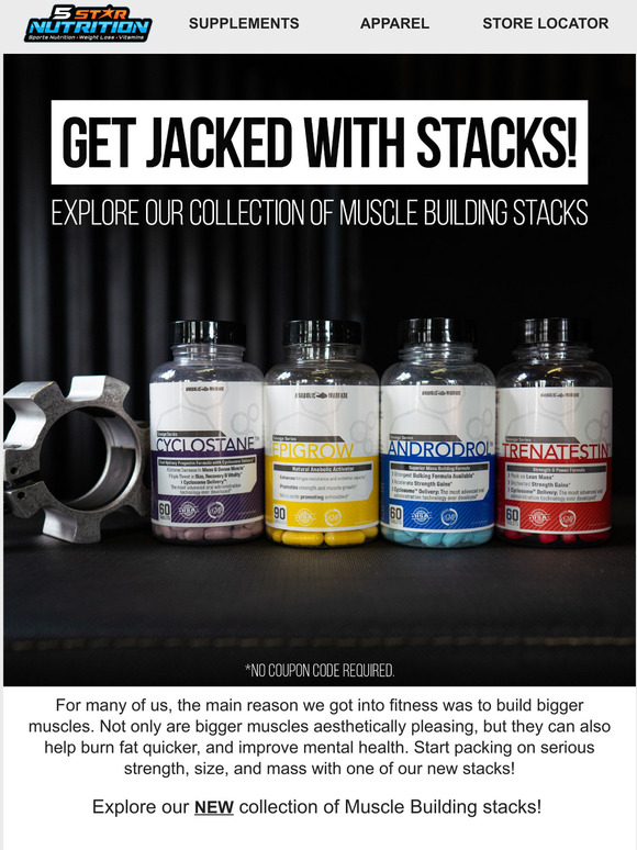 5 Star Nutrition: Attack the rack with a Muscle Building stack! | Milled