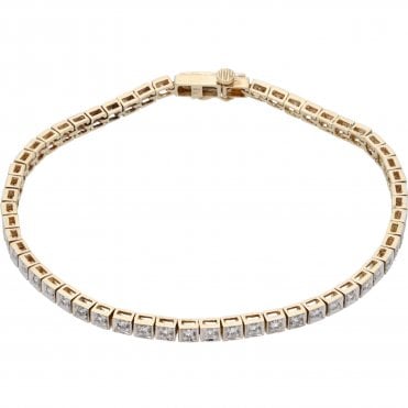 Pre-Owned 9ct Yellow Gold 7 Inch Cubic Zirconia Tennis Bracelet