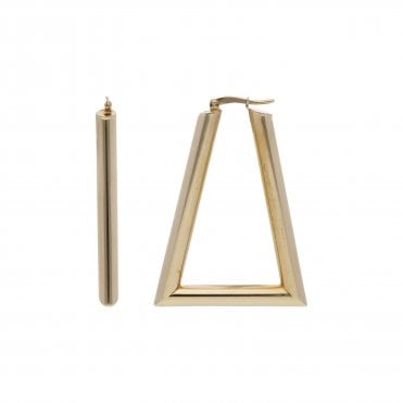 Pre-Owned 9ct Yellow Gold Triangle Creole Earrings