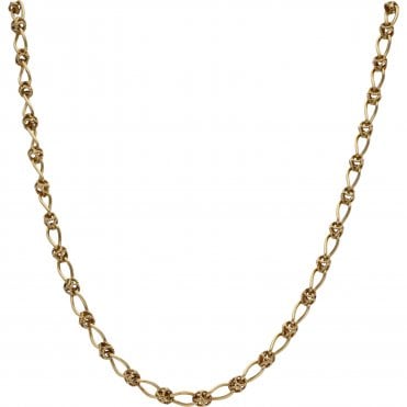 Pre-Owned 9ct Yellow Gold 17 Inch Fancy Knot Link Chain Necklace