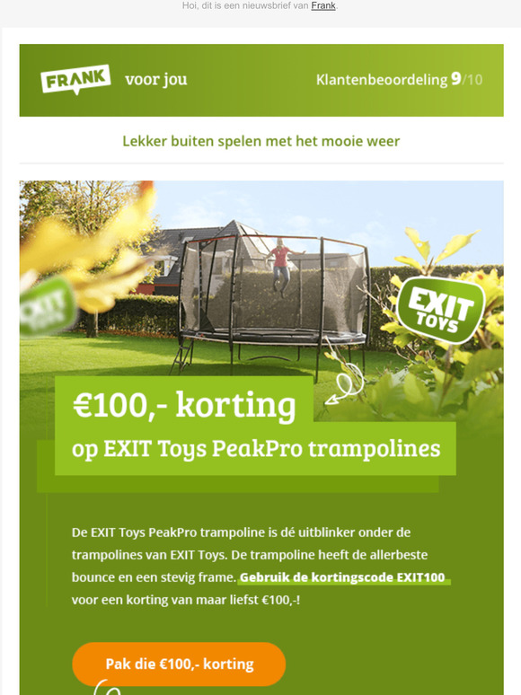 Grote kortingen op geselecteerde EXIT Toys trampolines