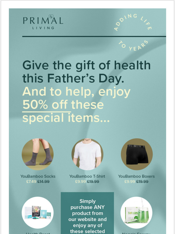 50% off selected products for Father's Day