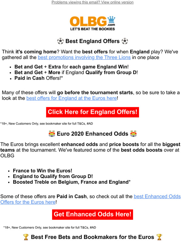Euro 2020 Offers | Enhanced Odds on England