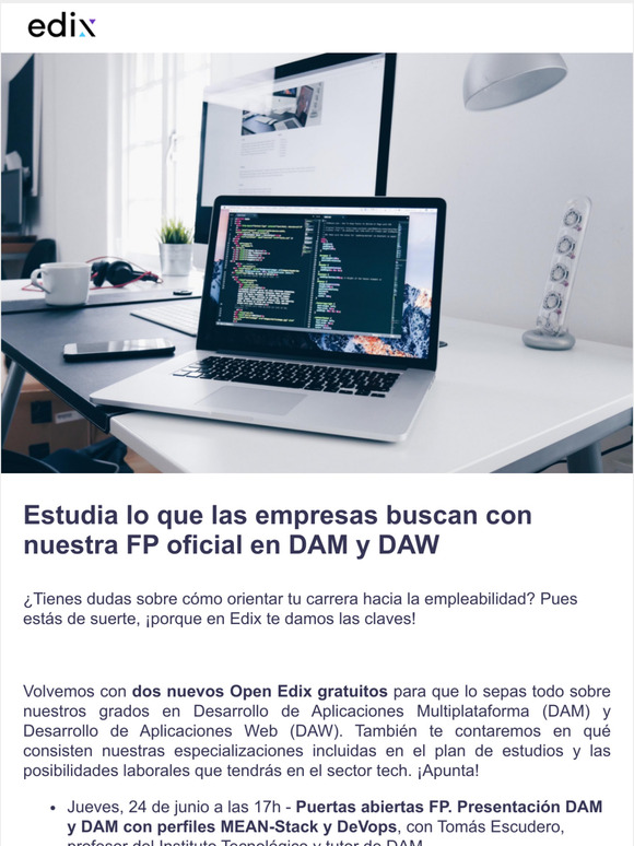 Nuevos Open Edix para que lo sepas todo sobre nuestra FP!