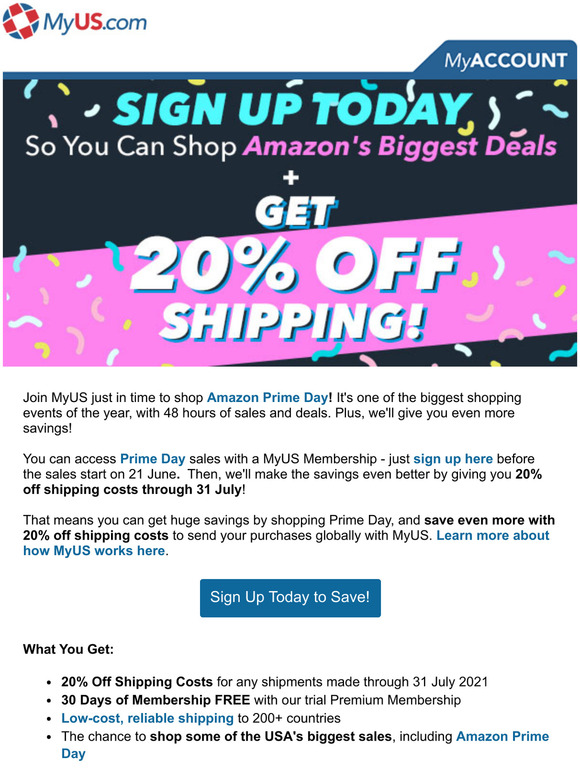 Join to Shop Amazon's Biggest Deal Days + Get 20% Off Shipping