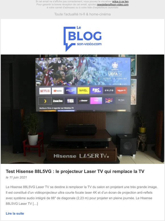 TV laser, bi-amp, Velodyne, slection TV Euro et comparatif