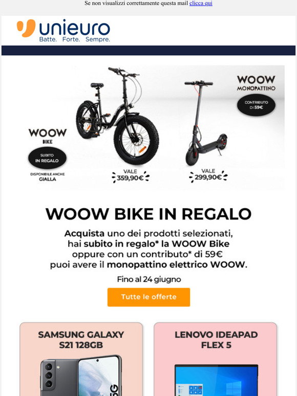 Unieuro - aff: WOOW Bike in regalo: scopri come averla! | Milled