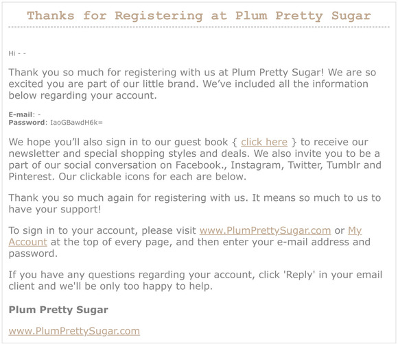 Thanks for Registering at Plum Pretty Sugar
